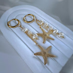 Starfish and Pearl Mismatched Hoop Earrings