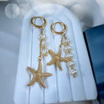 Starfish and Pearl Mismatched Hoop Earrings