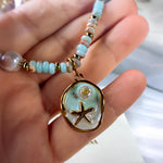 Beaded Choker Necklace with Gold Starfish Pendant