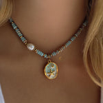 Beaded Choker Necklace with Gold Starfish Pendant