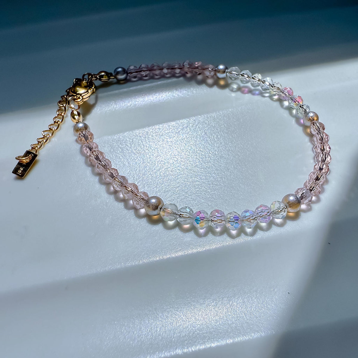 Pink Crystal Beaded Bracelet