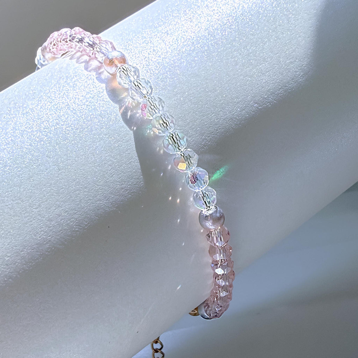 Pink Crystal Beaded Bracelet