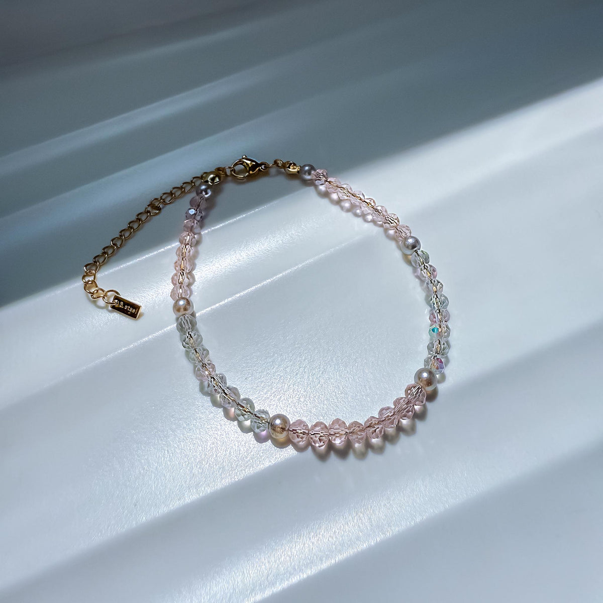 Pink Crystal Beaded Bracelet