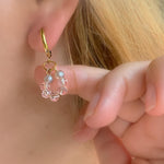 Pink Crystal Huggie Hoop Earrings
