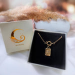 Gold Angel Medallion Necklace with Toggle Clasp
