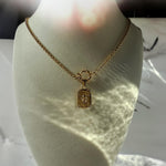 Gold Angel Medallion Necklace with Toggle Clasp
