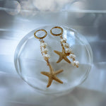 Starfish and Pearl Mismatched Hoop Earrings