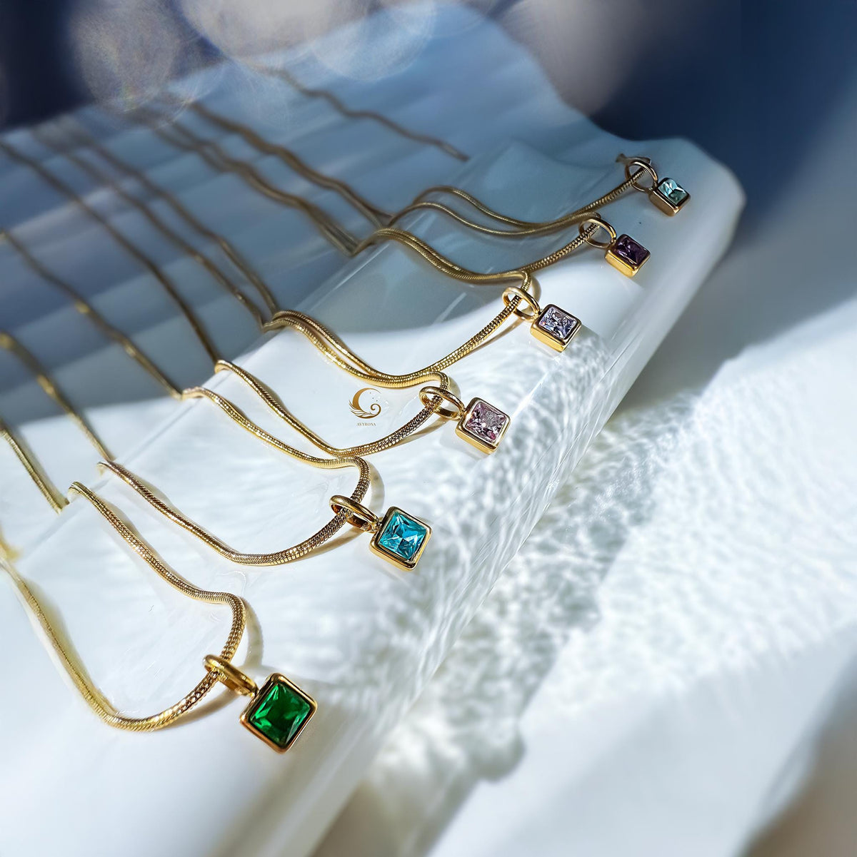 Personalized Birthstone Necklace on Snake Chain