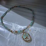 Beaded Choker Necklace with Gold Starfish Pendant
