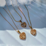 Triple Heart Layered Necklace with Cubic Zirconia