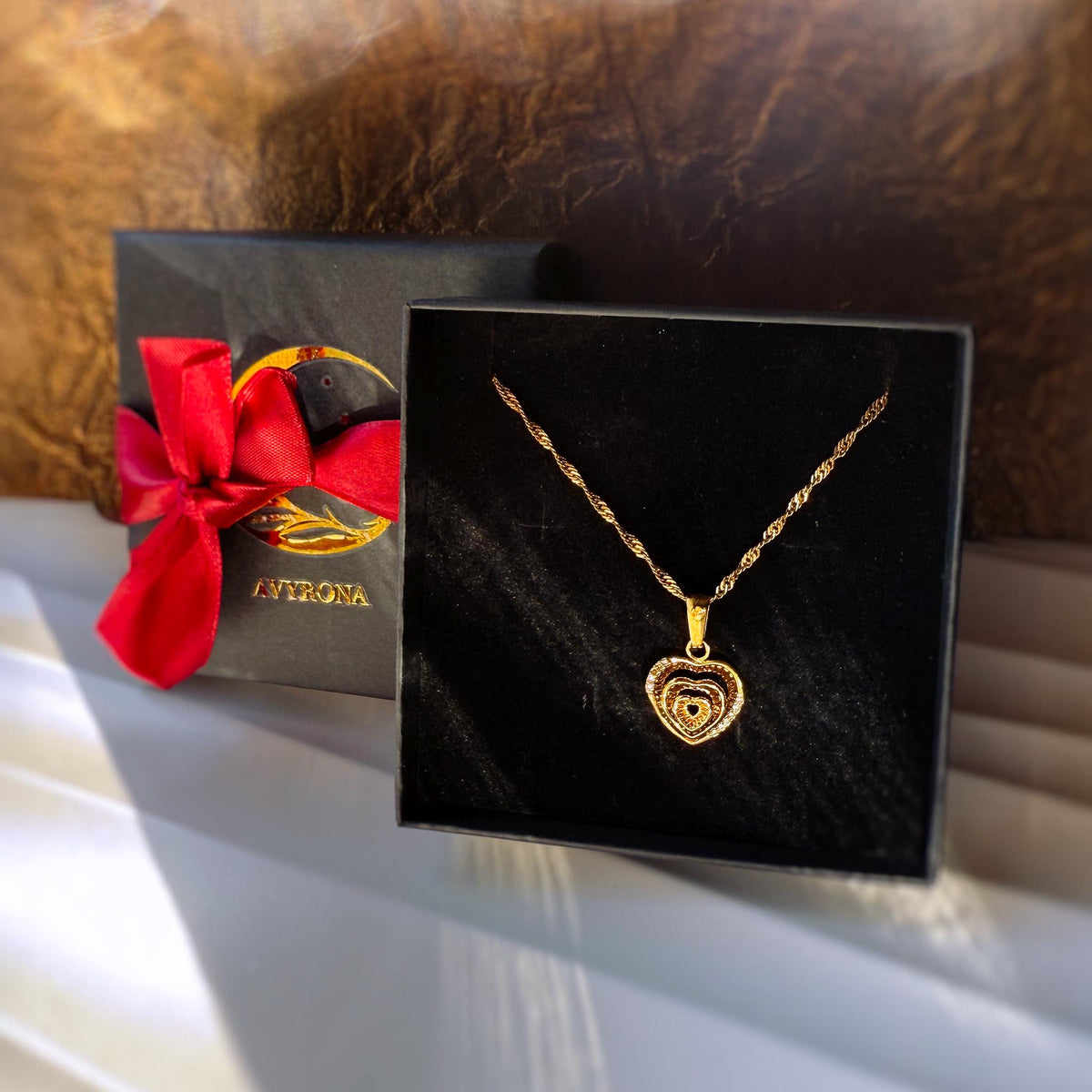 Triple Heart Layered Necklace with Cubic Zirconia
