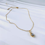 Gold Bean Pearl Charm Necklace