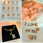 Personalized Initial Necklace with Birthstone and Front Clasp Snake Chain