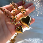 Puffy Gold Heart Toggle Necklace