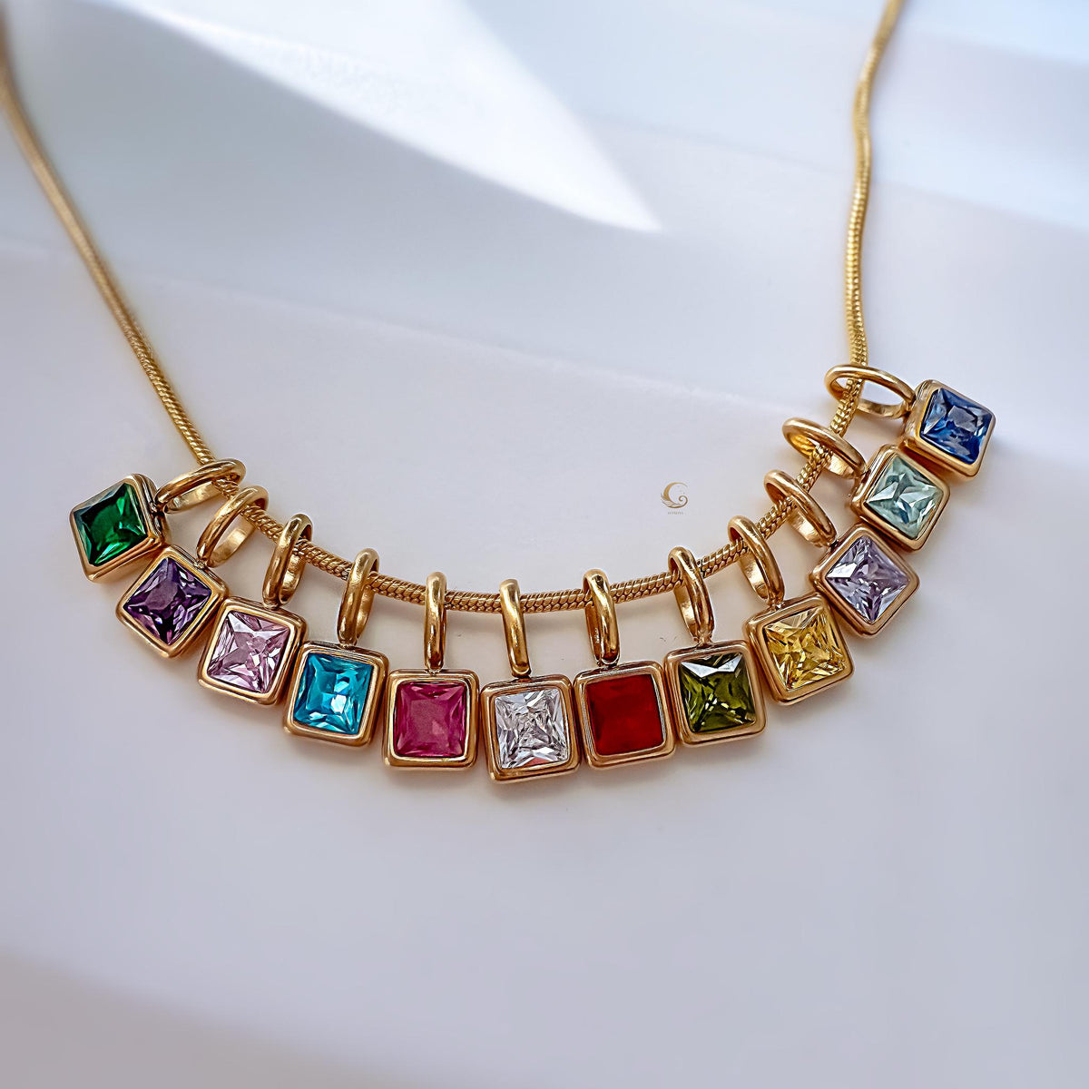 Personalized Birthstone Necklace on Snake Chain