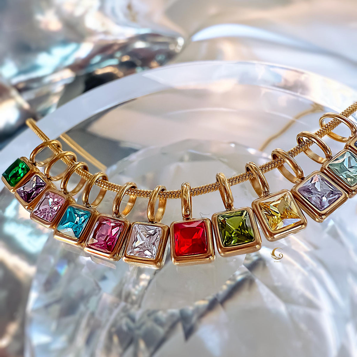 Personalized Birthstone Necklace on Snake Chain