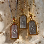 Gold and Silver Sacred Heart Sunburst Necklace