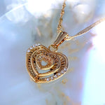 Triple Heart Layered Necklace with Cubic Zirconia