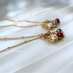 Gold Bean Pearl Charm Necklace