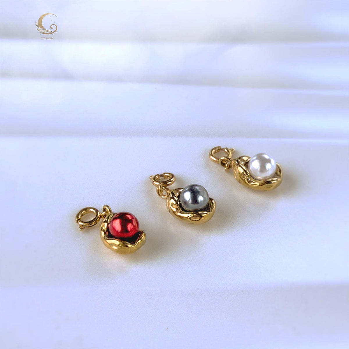 Gold Bean Pearl Charm Necklace