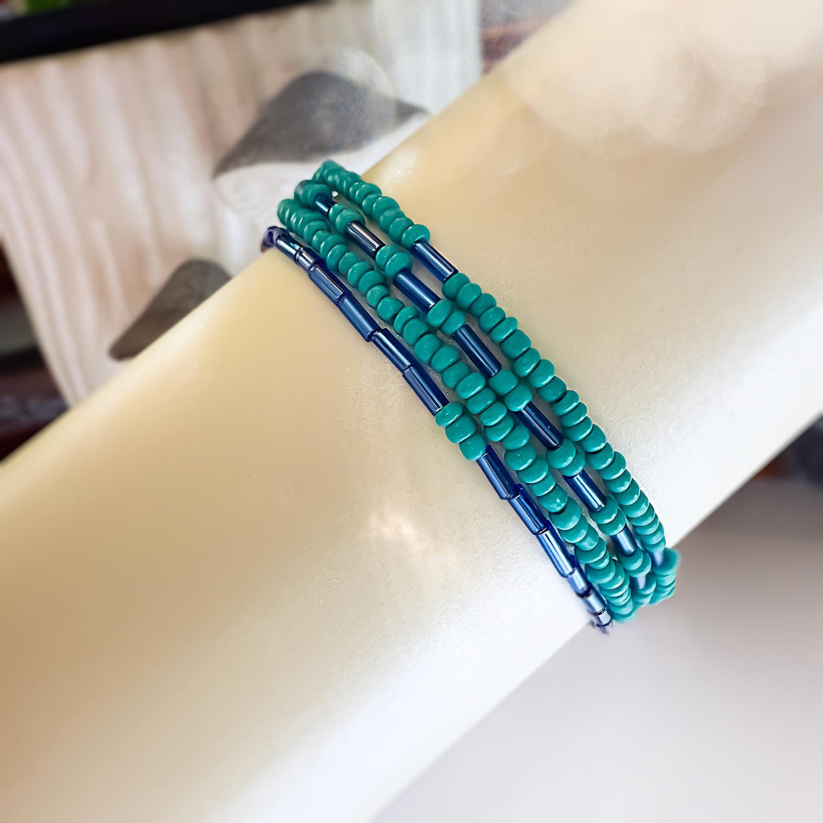 Turquoise and Blue Beaded Bracelet