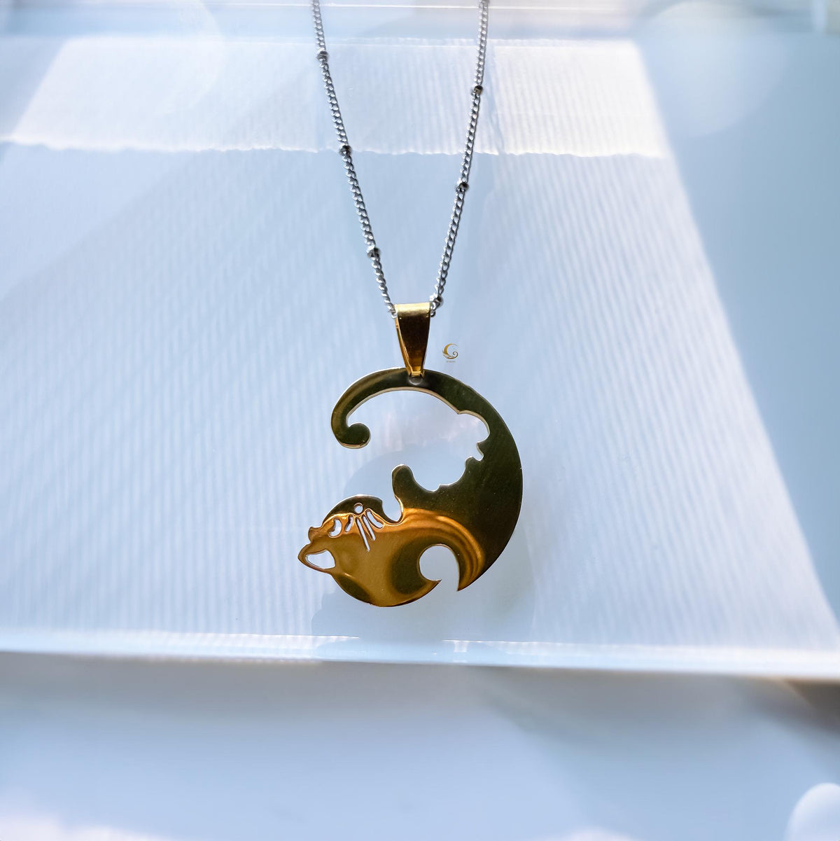 Matching Cat Necklaces for Best Friends, Gold and Silver Set