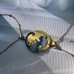Matching Cat Necklaces for Best Friends, Gold and Silver Set