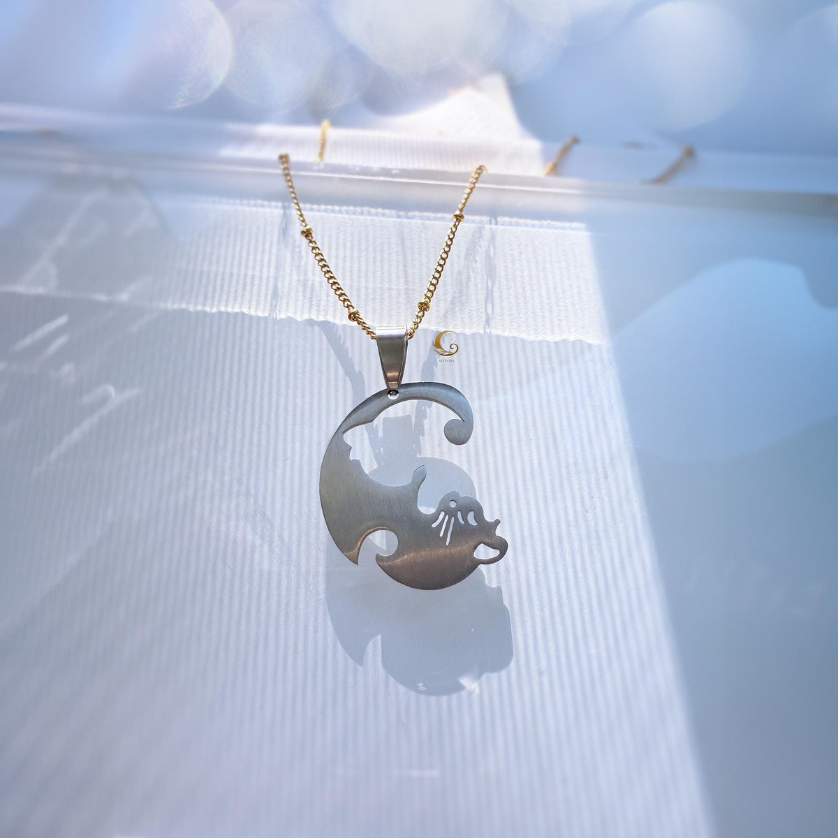 Matching Cat Necklaces for Best Friends, Gold and Silver Set