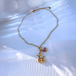 Balloon Dog Necklace with Pink Heart Charm