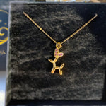 Balloon Dog Necklace with Pink Heart Charm