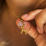 Balloon Dog Necklace with Pink Heart Charm