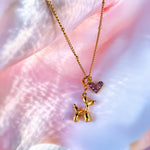 Balloon Dog Necklace with Pink Heart Charm