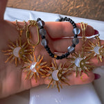 Sun and Moon Pendant Necklace with Shell Inlay and Cubic Zirconia