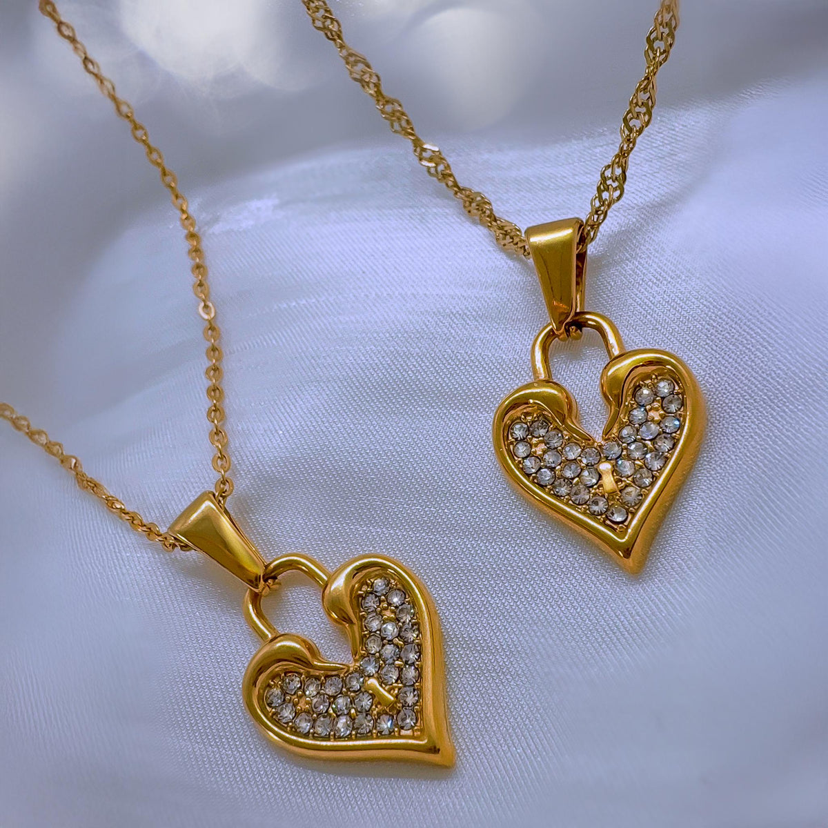 Minimalist Gold Heart Necklace with Cubic Zirconia