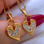 Minimalist Gold Heart Necklace with Cubic Zirconia