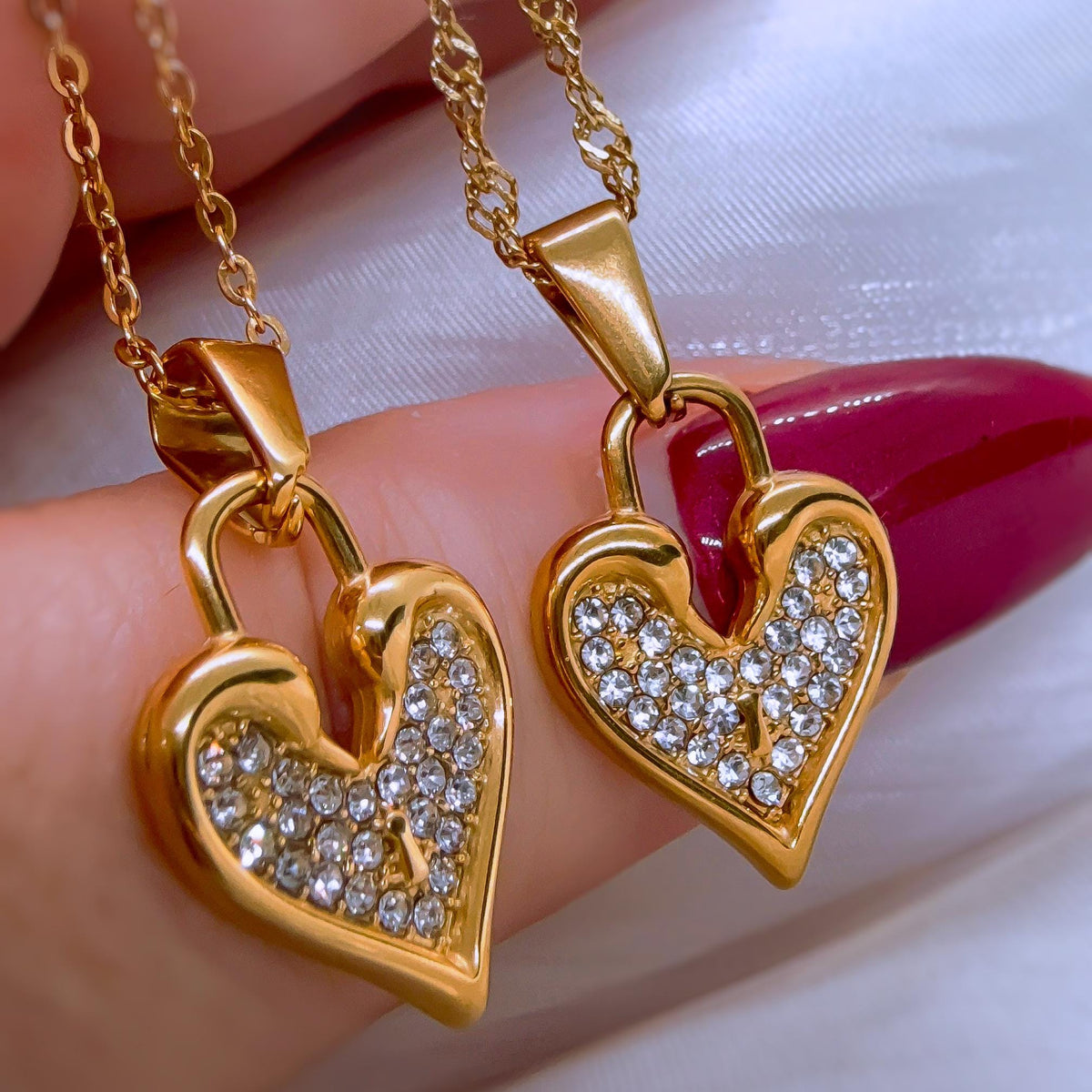 Minimalist Gold Heart Necklace with Cubic Zirconia