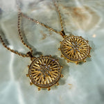 Eight-Pointed Star Gold Coin Necklace with Crystals