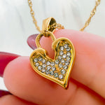 Minimalist Gold Heart Necklace with Cubic Zirconia