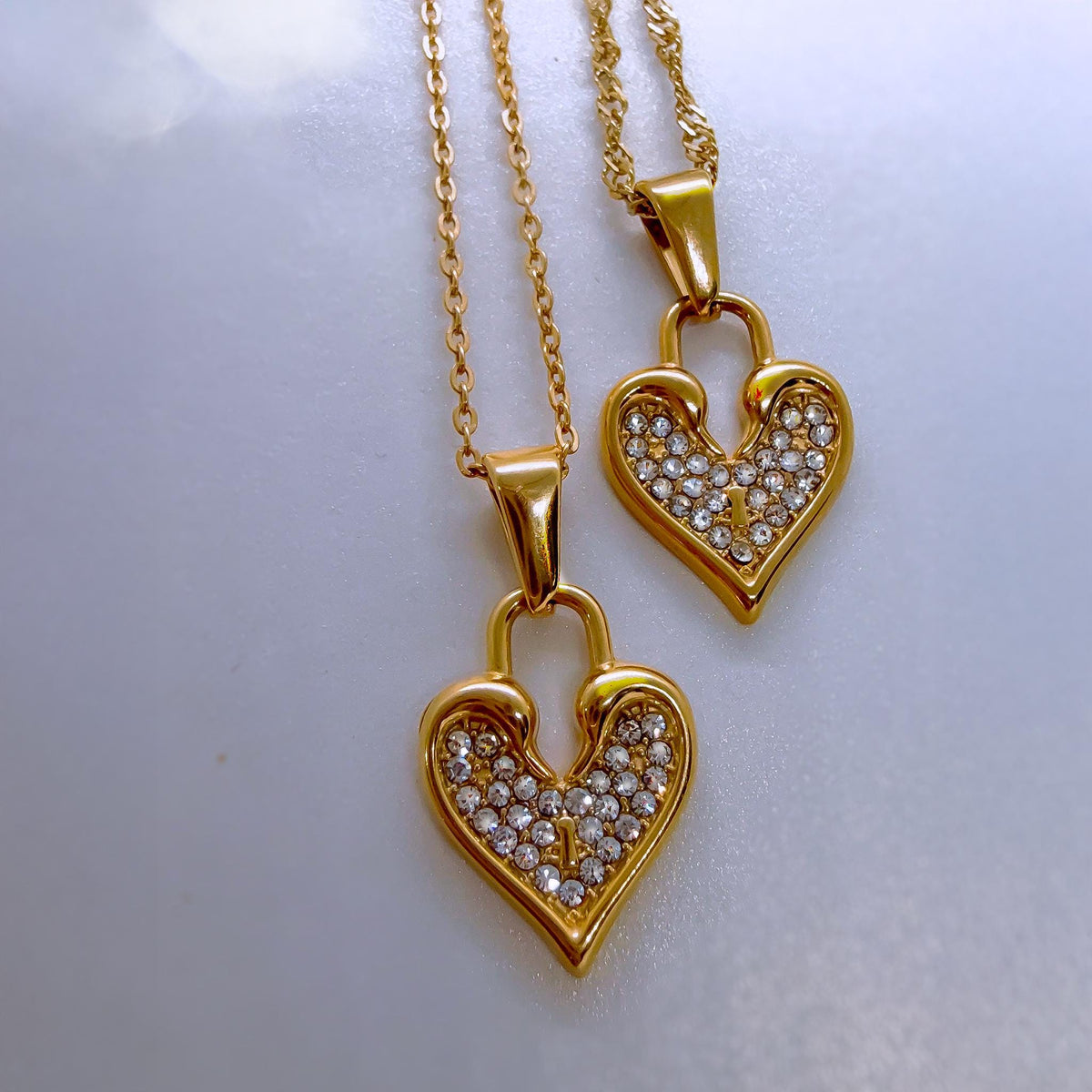 Minimalist Gold Heart Necklace with Cubic Zirconia