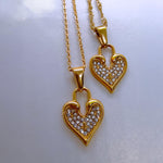 Minimalist Gold Heart Necklace with Cubic Zirconia