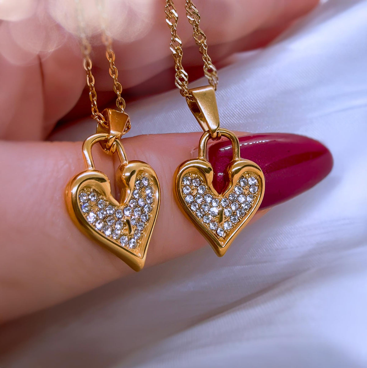 Minimalist Gold Heart Necklace with Cubic Zirconia