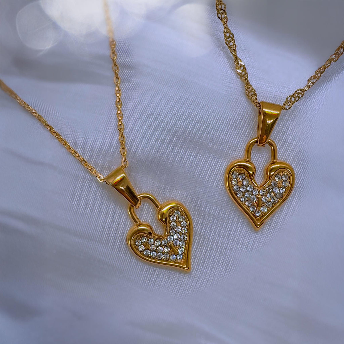 Minimalist Gold Heart Necklace with Cubic Zirconia