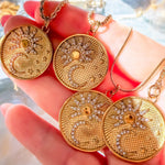Sun and Moon Medallion Necklace with Cubic Zirconia