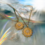 Eight-Pointed Star Gold Coin Necklace with Crystals