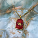 Gold Enamel Evil Eye Statement Necklace
