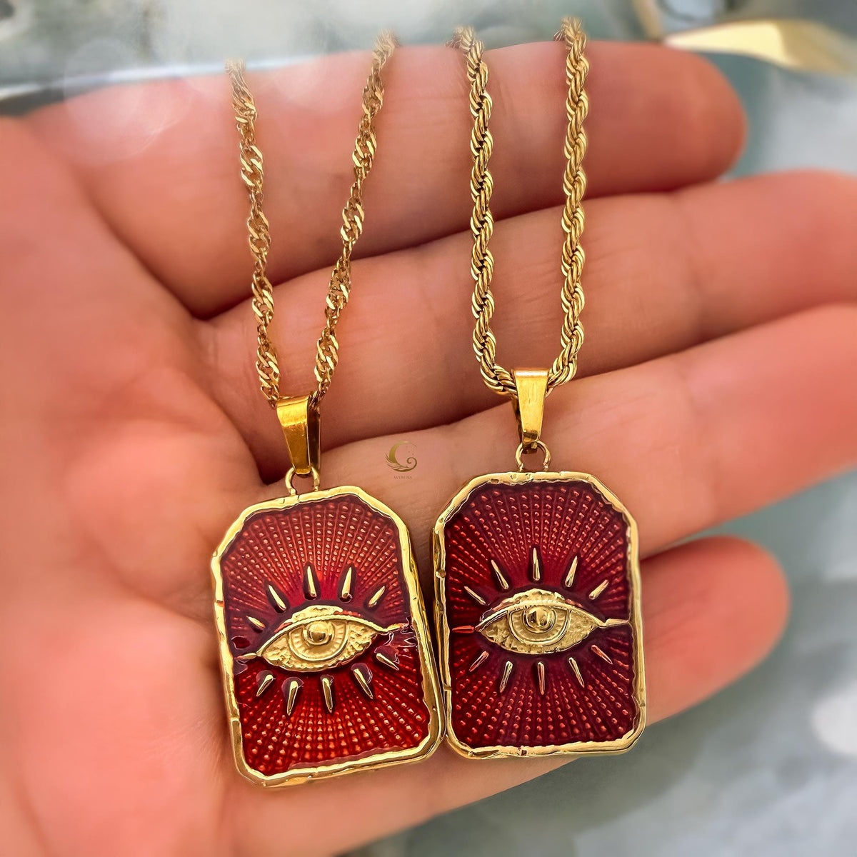 Gold Enamel Evil Eye Statement Necklace