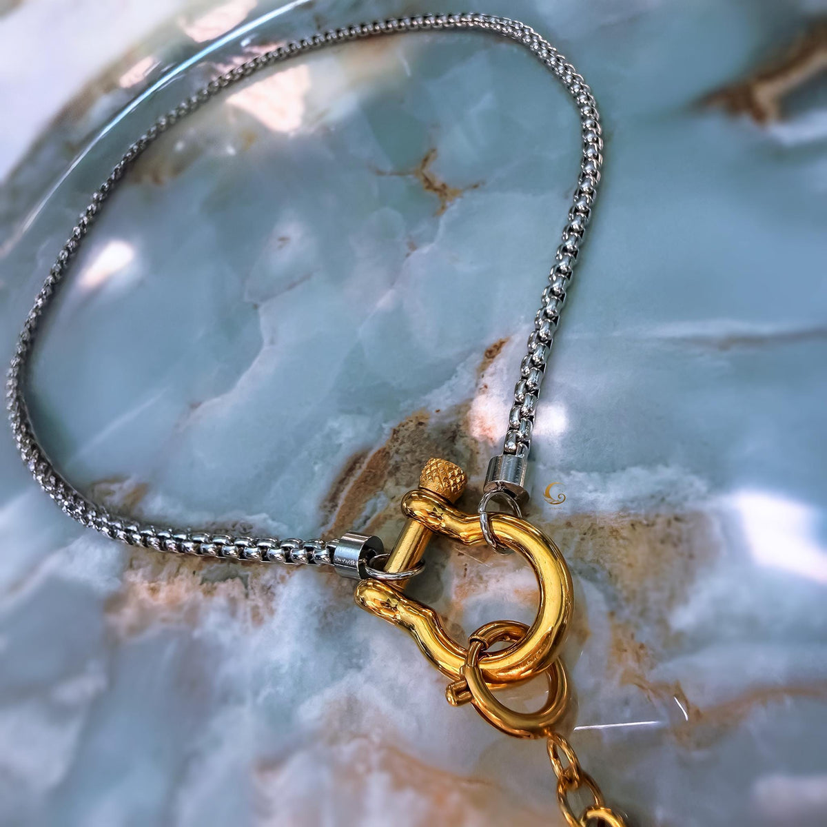 Two-Tone Coin Pendant Necklace with Toggle Clasp