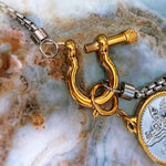 Two-Tone Coin Pendant Necklace with Toggle Clasp