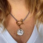 Two-Tone Coin Pendant Necklace with Toggle Clasp