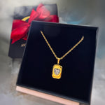 Bold Crystal Heart Pendant Necklace on Rope Chain
